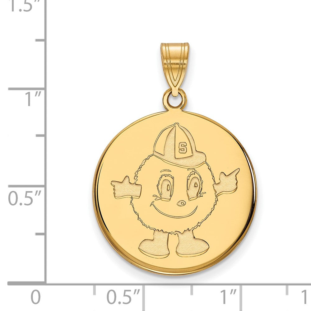 14K Yellow Gold Logoart Syracuse University Mascot Large Disc Pendant