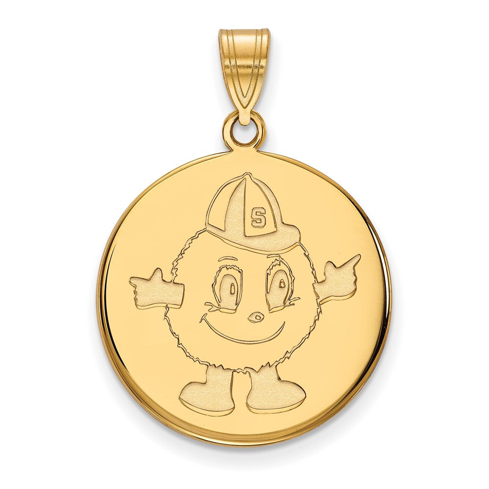 Gold Plated Sterling Silver Logoart Syracuse University Mascot Large Disc Pendant