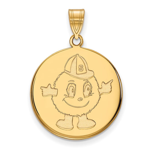 14K Yellow Gold Logoart Syracuse University Mascot Large Disc Pendant