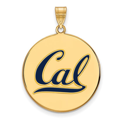 Gold Plated Sterling Silver Logoart University Of California Berkeley Extra Large Enameled Disc Pendant