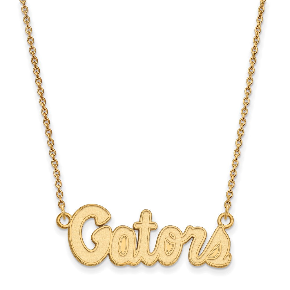 14K Yellow Gold Logoart University Of Florida Gators Script Small Pendant 18 Inch Necklace