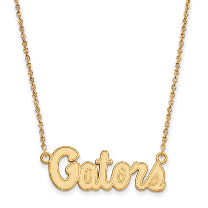 14K Yellow Gold Logoart University Of Florida Gators Script Small Pendant 18 Inch Necklace