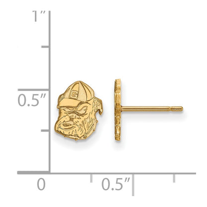 10K Yellow Gold Logoart University Of Georgia Bulldog Extra Small Post Earrings