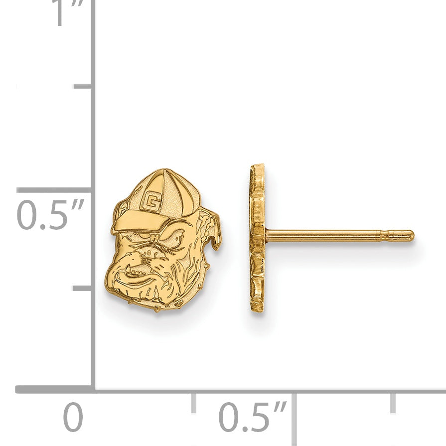 Gold Plated Sterling Silver Logoart University Of Georgia Bulldog Extra Small Post Earrings