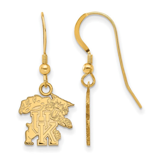 Gold Plated Sterling Silver Logoart University Of Kentucky U K Wildcat Small Dangle Wire Earrings