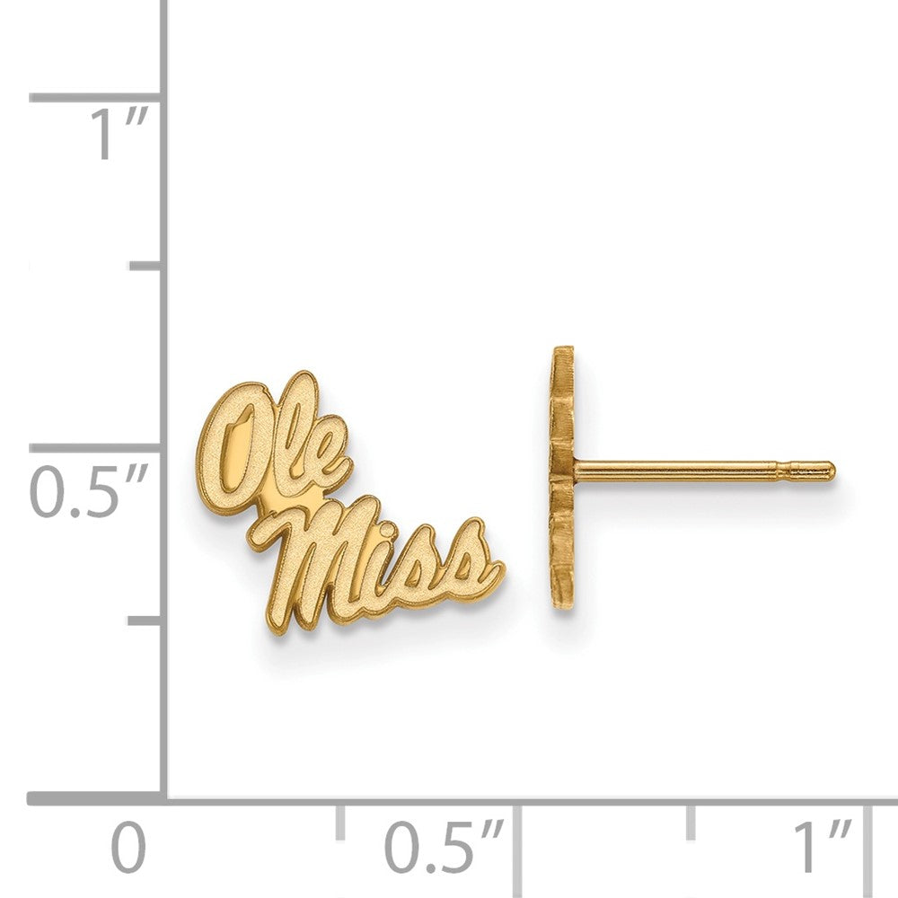 10K Yellow Gold Logoart University Of Mississippi Ole Miss Extra Small Post Earrings