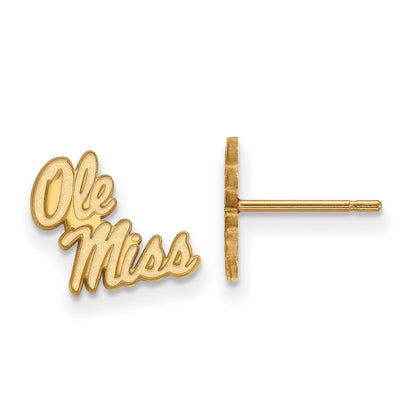 14K Yellow Gold Logoart University Of Mississippi Ole Miss Extra Small Post Earrings