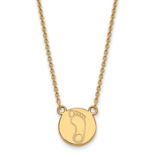 Gold Plated Sterling Silver Logoart University Of North Carolina Tar Heel Small Disc Pendant 18 Inch Necklace