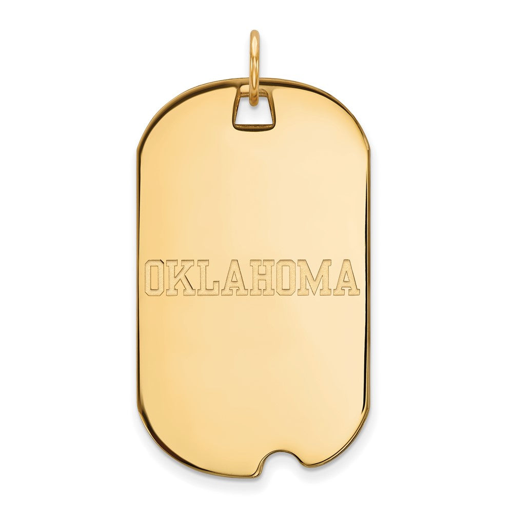 10K Yellow Gold Logoart University Of Oklahoma Large Dog Tag Pendant