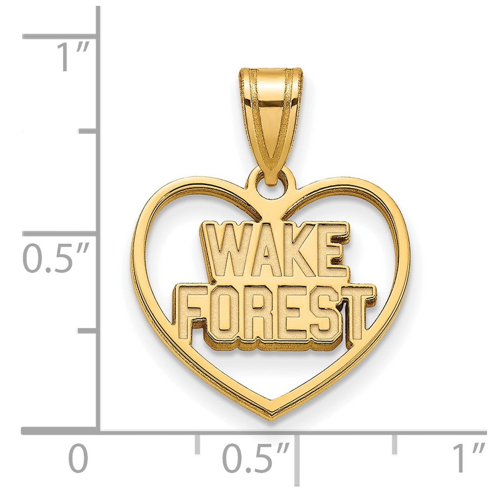 Gold Plated Sterling Silver Logoart Wake Forest University W F Deacon Heart Pendant