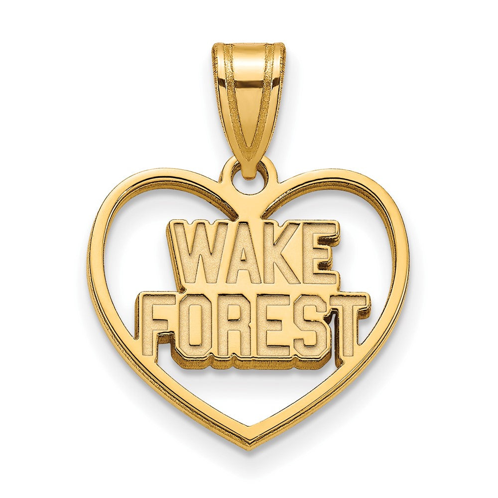Gold Plated Sterling Silver Logoart Wake Forest University W F Deacon Heart Pendant