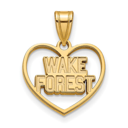 Gold Plated Sterling Silver Logoart Wake Forest University W F Deacon Heart Pendant