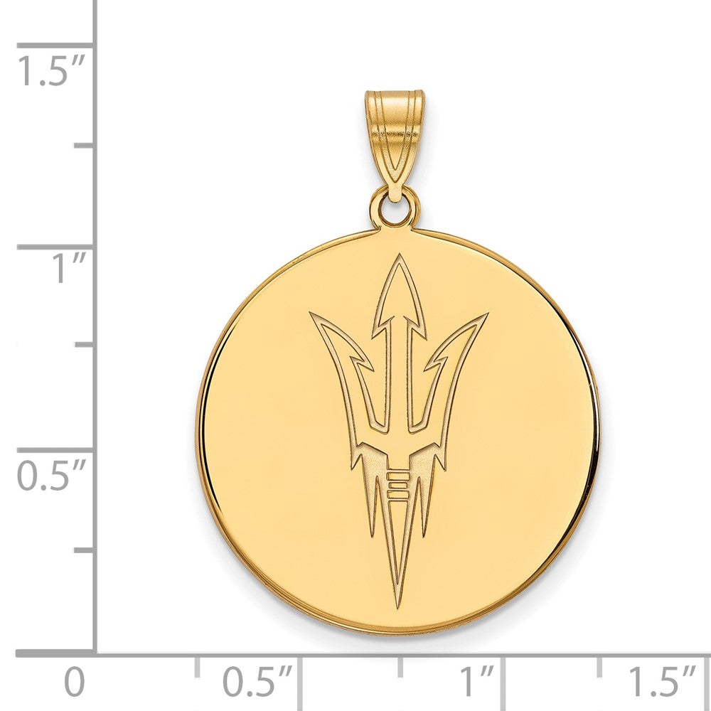 14K Yellow Gold Logoart Arizona State University Pitchfork Extra Large Disc Pendant