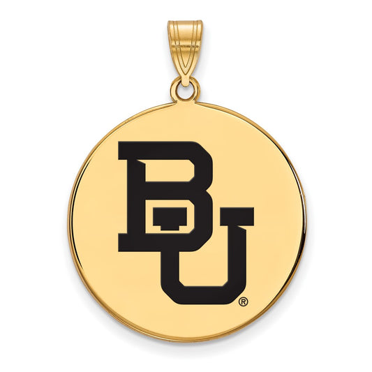 Gold Plated Sterling Silver Logoart Baylor University Bears Extra Large Enameled Disc Pendant