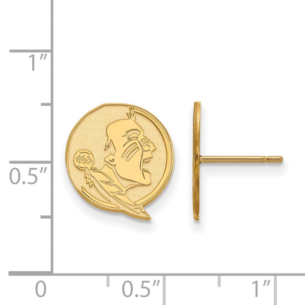 14K Yellow Gold Logoart Florida State University Seminole Small Post Earrings