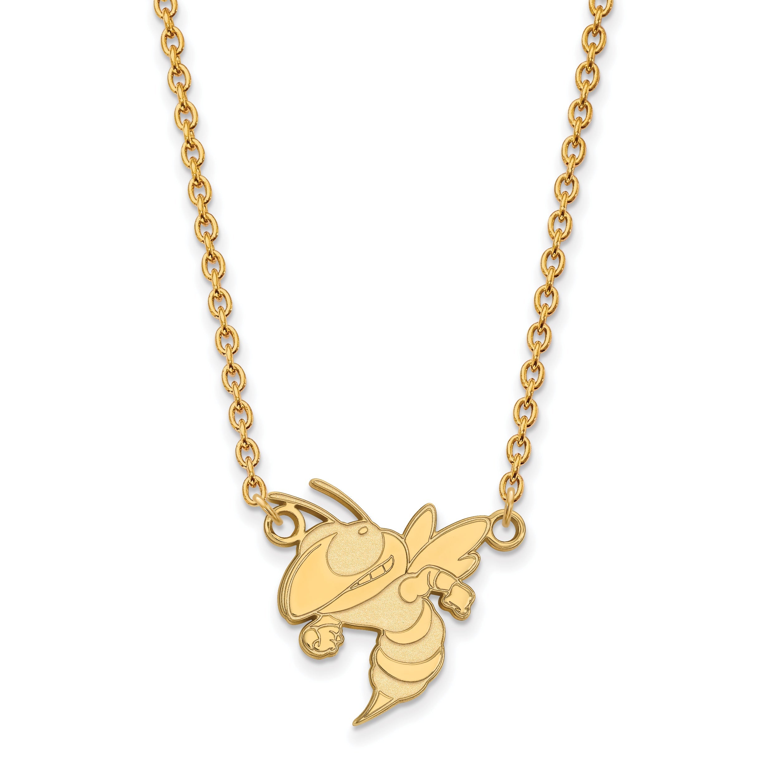 Gold Plated Sterling Silver Logoart Georgia Institute Of Technology Yellow Jacket Large Pendant 18 Inch Necklace