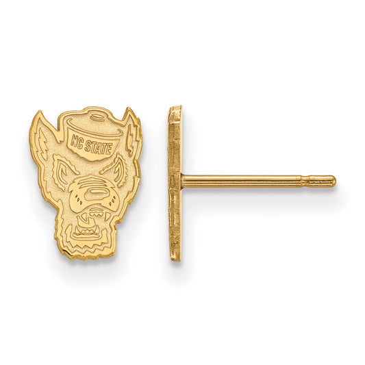 14K Yellow Gold Logoart North Carolina State University Wolf Extra Small Post Earrings