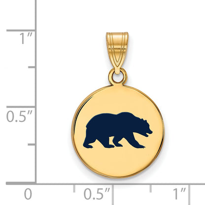 Gold Plated Sterling Silver Logoart University Of California Berkeley Bear Medium Enameled Disc Pendant