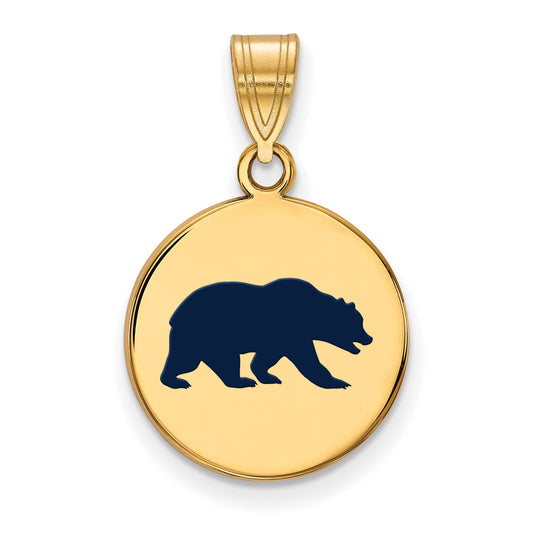 Gold Plated Sterling Silver Logoart University Of California Berkeley Bear Medium Enameled Disc Pendant
