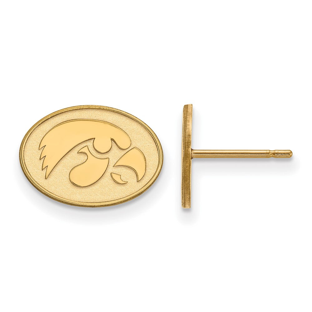 Gold Plated Sterling Silver Logoart University Of Iowa Hawk Extra Small Oval Post Earrings