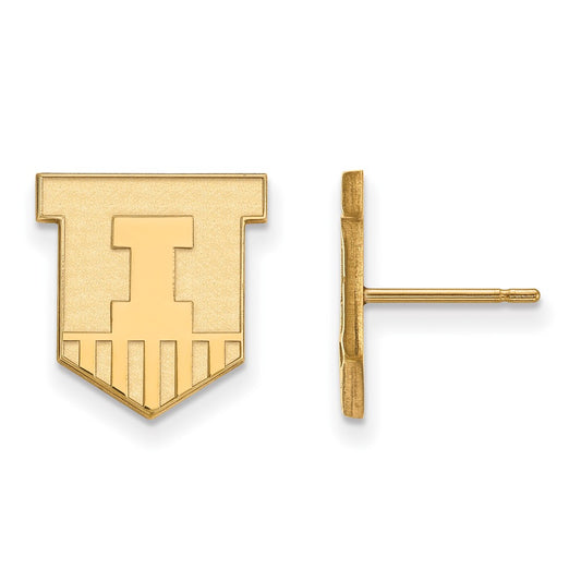 Gold Plated Sterling Silver Logoart University Of Illinois Victory Badge Small Post Earrings