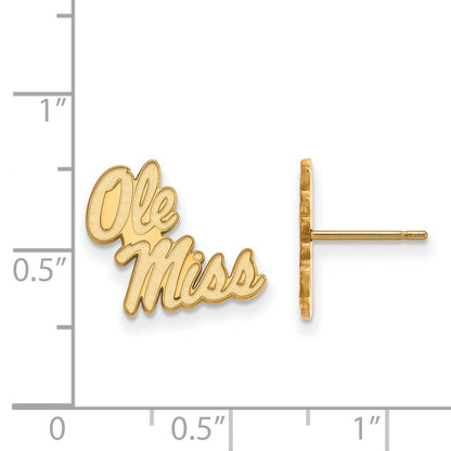 14K Yellow Gold Logoart University Of Mississippi Ole Miss Small Post Earrings