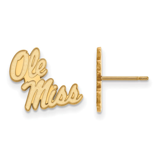 Gold Plated Sterling Silver Logoart University Of Mississippi Ole Miss Small Post Earrings