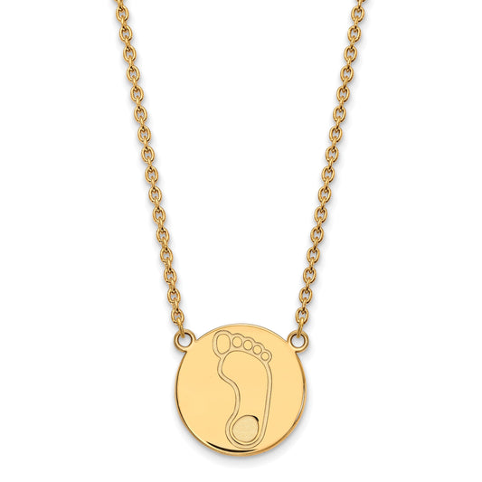 Gold Plated Sterling Silver Logoart University Of North Carolina Tar Heel Large Disc Pendant 18 Inch Necklace