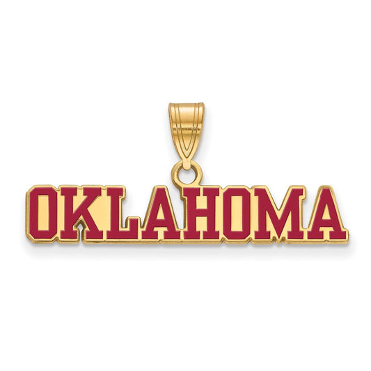 Gold Plated Sterling Silver Logoart University Of Oklahoma Large Enameled Pendant