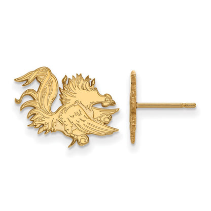 Gold Plated Sterling Silver Logoart University Of South Carolina Gamecock Small Post Earrings