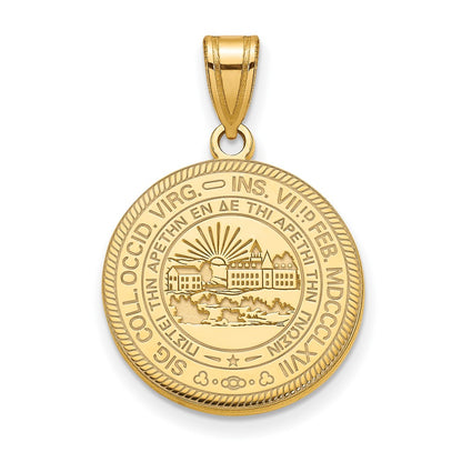 Gold Plated Sterling Silver Logoart West Virginia University Large Crest Pendant