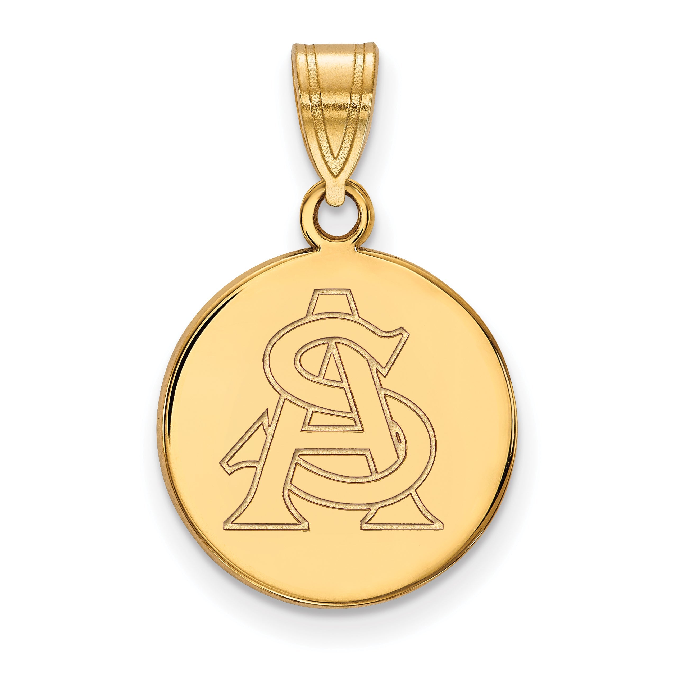 Gold Plated Sterling Silver Logoart Arizona State University A S Medium Disc Pendant