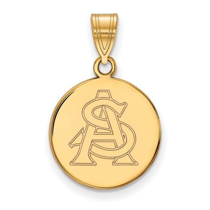 Gold Plated Sterling Silver Logoart Arizona State University A S Medium Disc Pendant