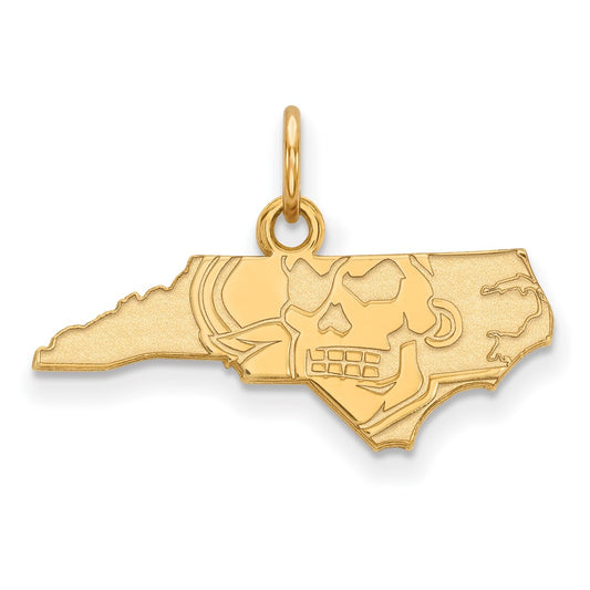 10K Yellow Gold Logoart East Carolina University Map Extra Small Pendant