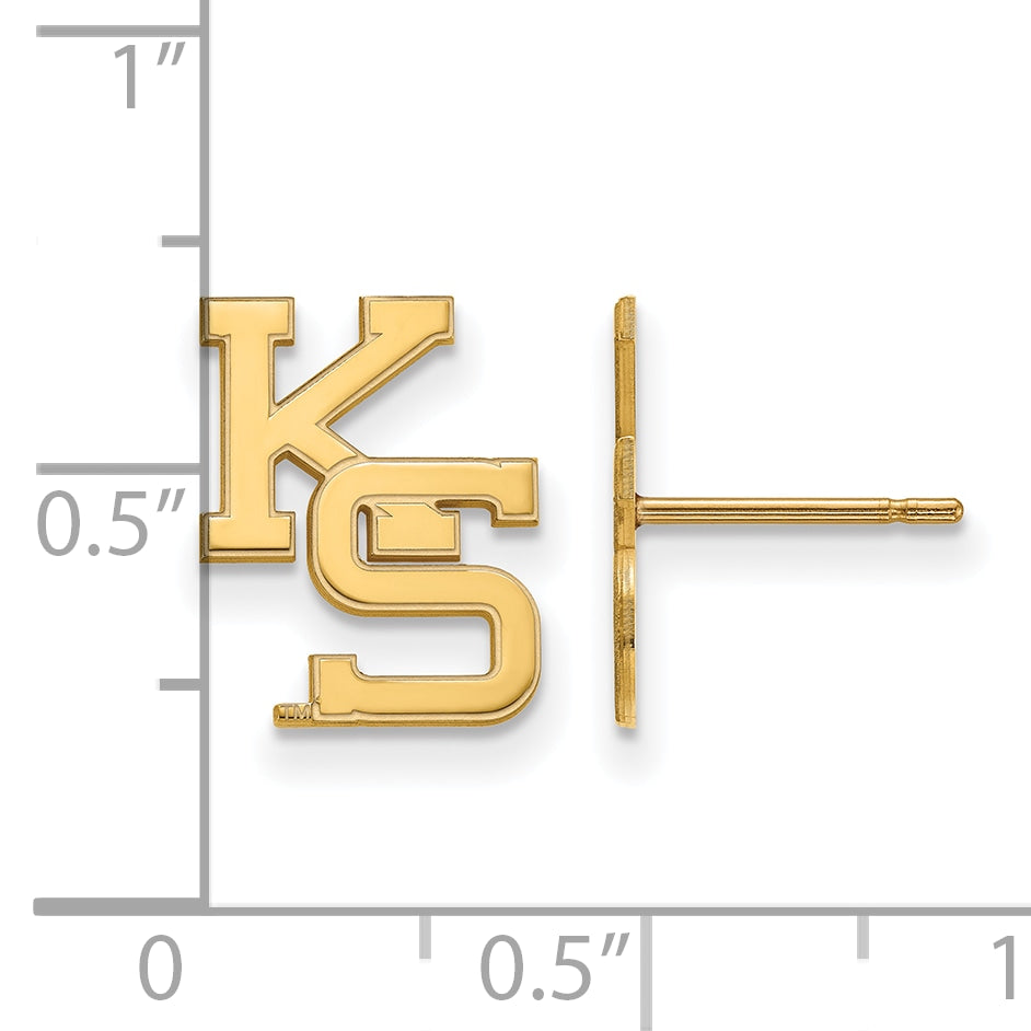Gold Plated Sterling Silver Logoart Kansas State University K S Small Post Earrings