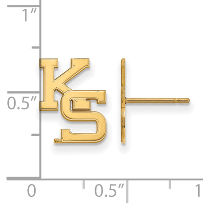 Gold Plated Sterling Silver Logoart Kansas State University K S Small Post Earrings