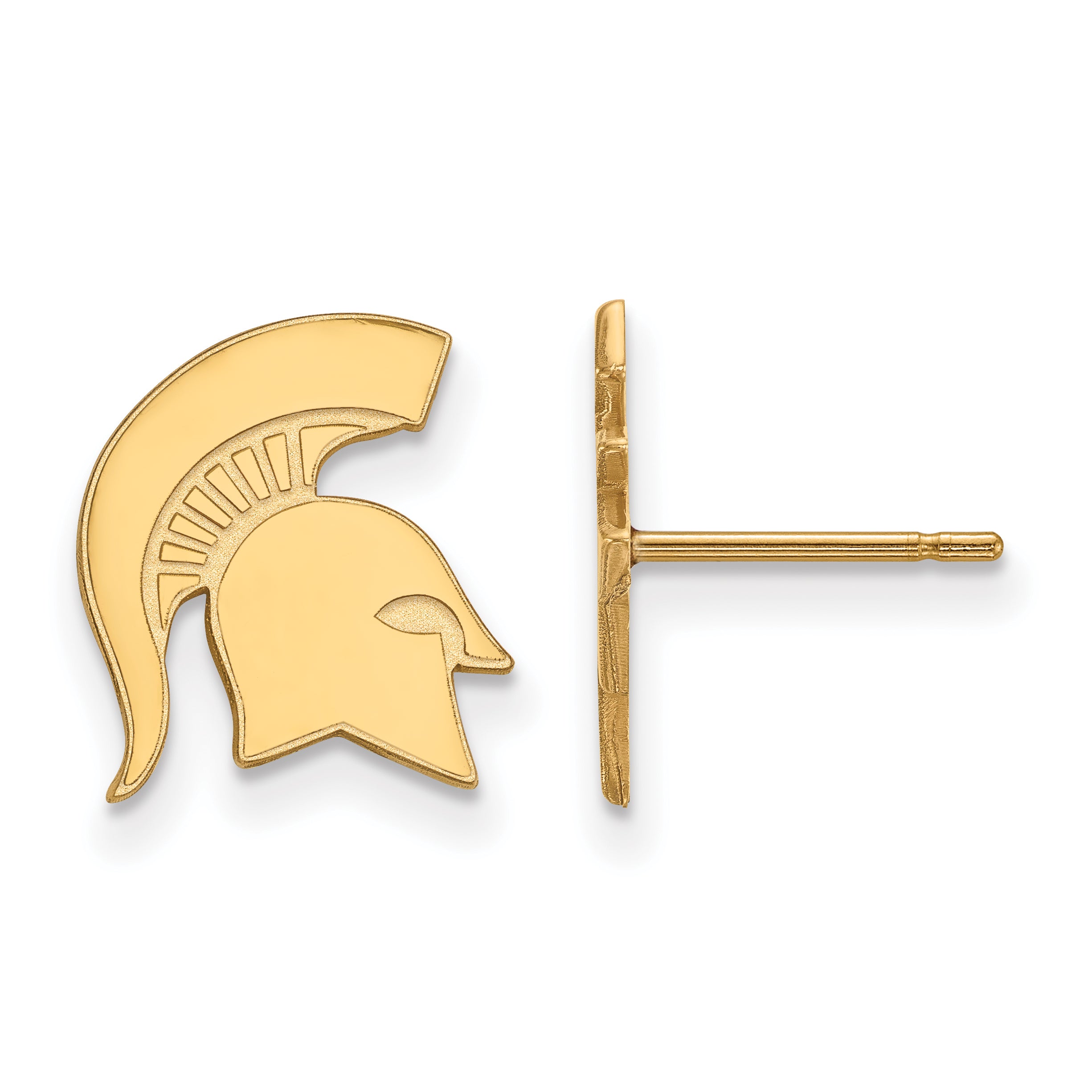 14K Yellow Gold Logoart Michigan State University Spartan Small Post Earrings