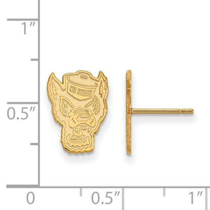 10K Yellow Gold Logoart North Carolina State University Wolf Small Post Earrings