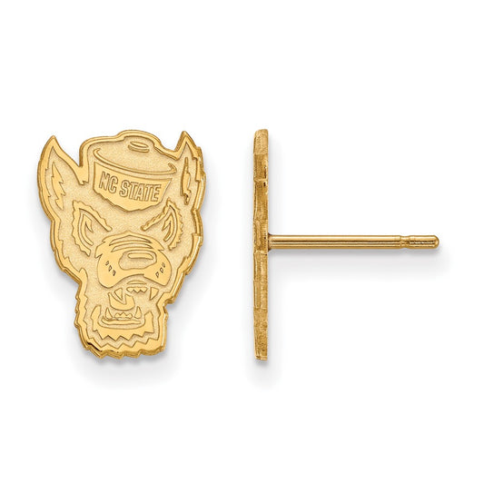 10K Yellow Gold Logoart North Carolina State University Wolf Small Post Earrings
