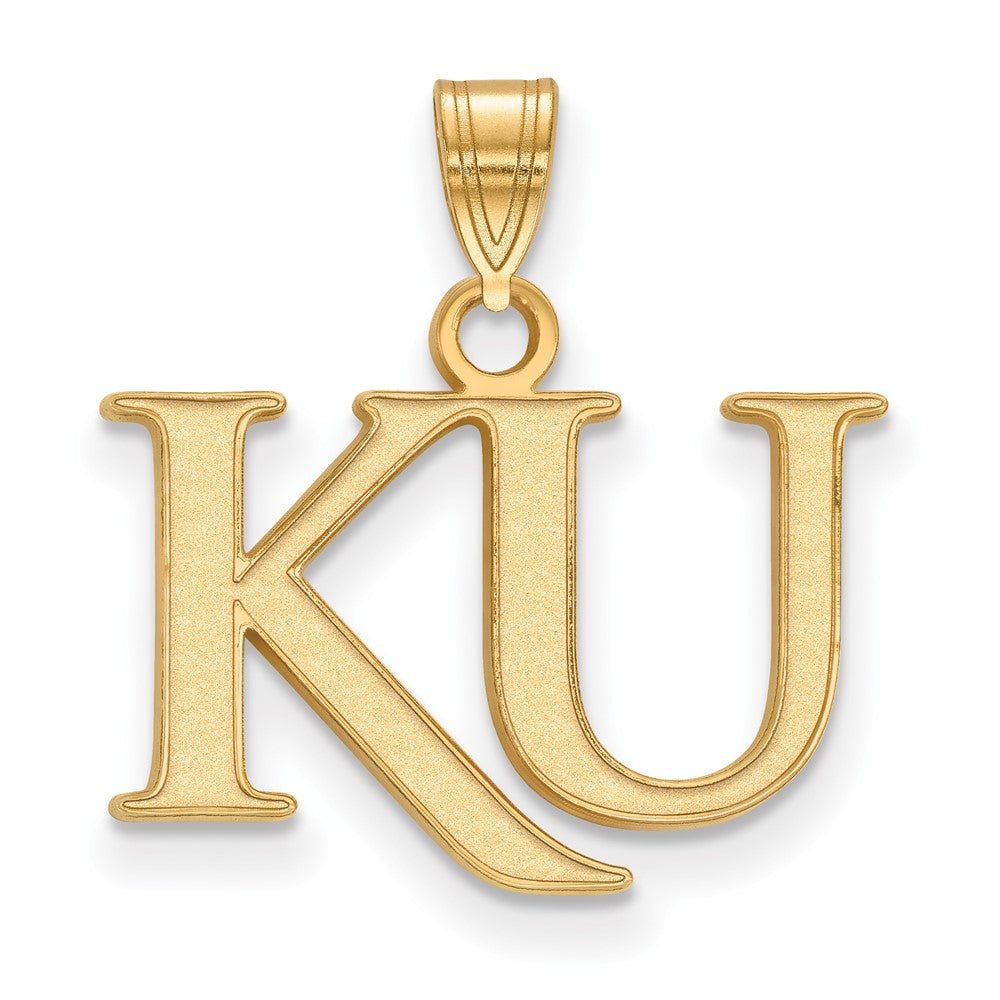 Gold Plated Sterling Silver Logoart University Of Kansas K U Small Pendant