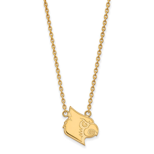 14K Yellow Gold Logoart University Of Louisville Cardinal Large Pendant 18 Inch Necklace