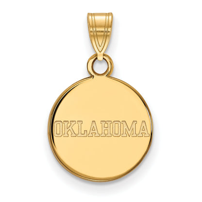 14K Yellow Gold Logoart University Of Oklahoma Small Disc Pendant