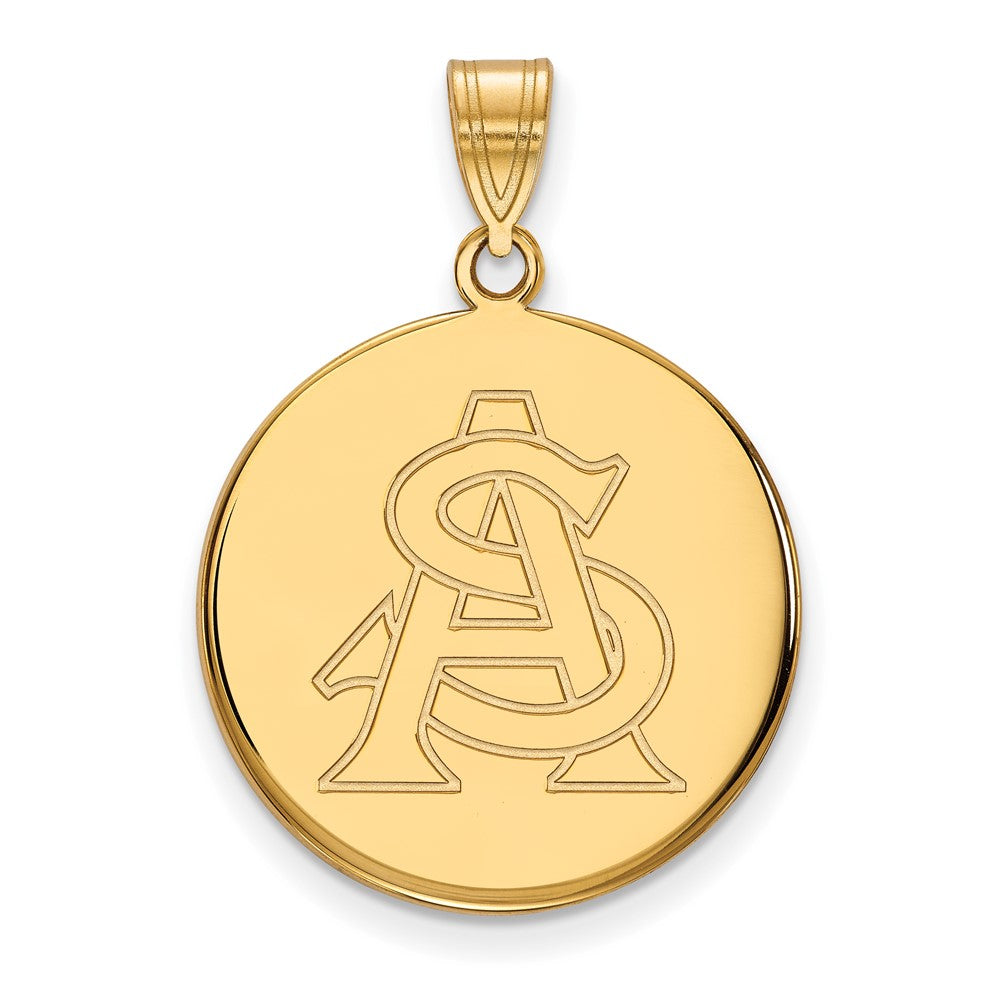 Gold Plated Sterling Silver Logoart Arizona State University A S Large Disc Pendant