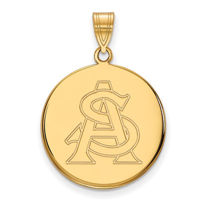 Gold Plated Sterling Silver Logoart Arizona State University A S Large Disc Pendant