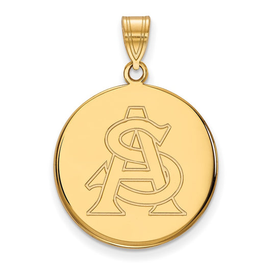 10K Yellow Gold Logoart Arizona State University A S Large Disc Pendant