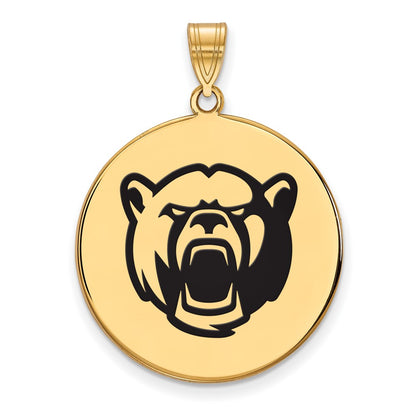 Gold Plated Sterling Silver Logoart Baylor University Extra Large Enameled Disc Pendant