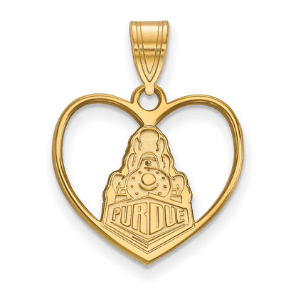 Gold Plated Sterling Silver Logoart Purdue University Boilermakers Train Logo Heart Pendant