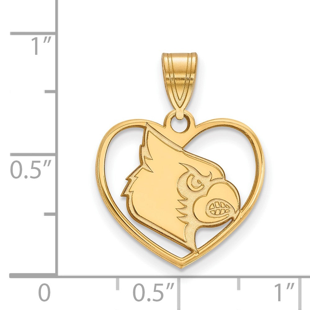 Gold Plated Sterling Silver Logoart University Of Louisville Cardinal Heart Pendant