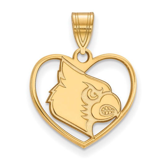 Gold Plated Sterling Silver Logoart University Of Louisville Cardinal Heart Pendant