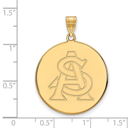 14K Yellow Gold Logoart Arizona State University A S Extra Large Disc Pendant